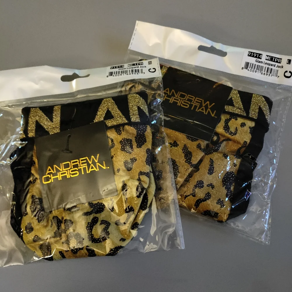 Andrew Christian Glam Leopard Jock gold S L NWT - Picture 5 of 7